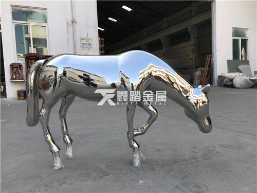 房地产亮光不锈钢景观雕塑 骏马雕塑工厂实拍