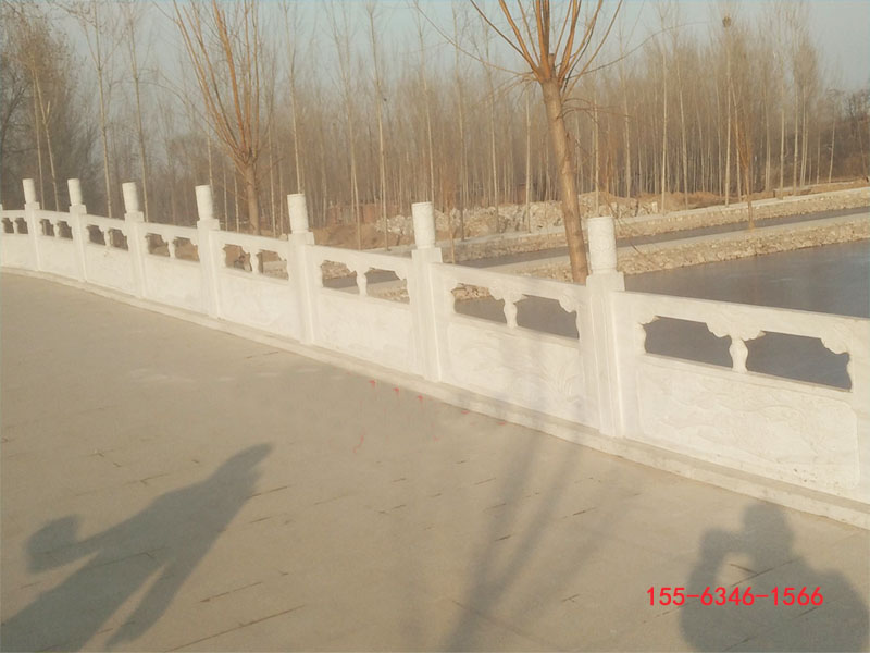 花岗岩河道防护栏 景观石栏杆 大理石桥梁栏杆设计尺寸