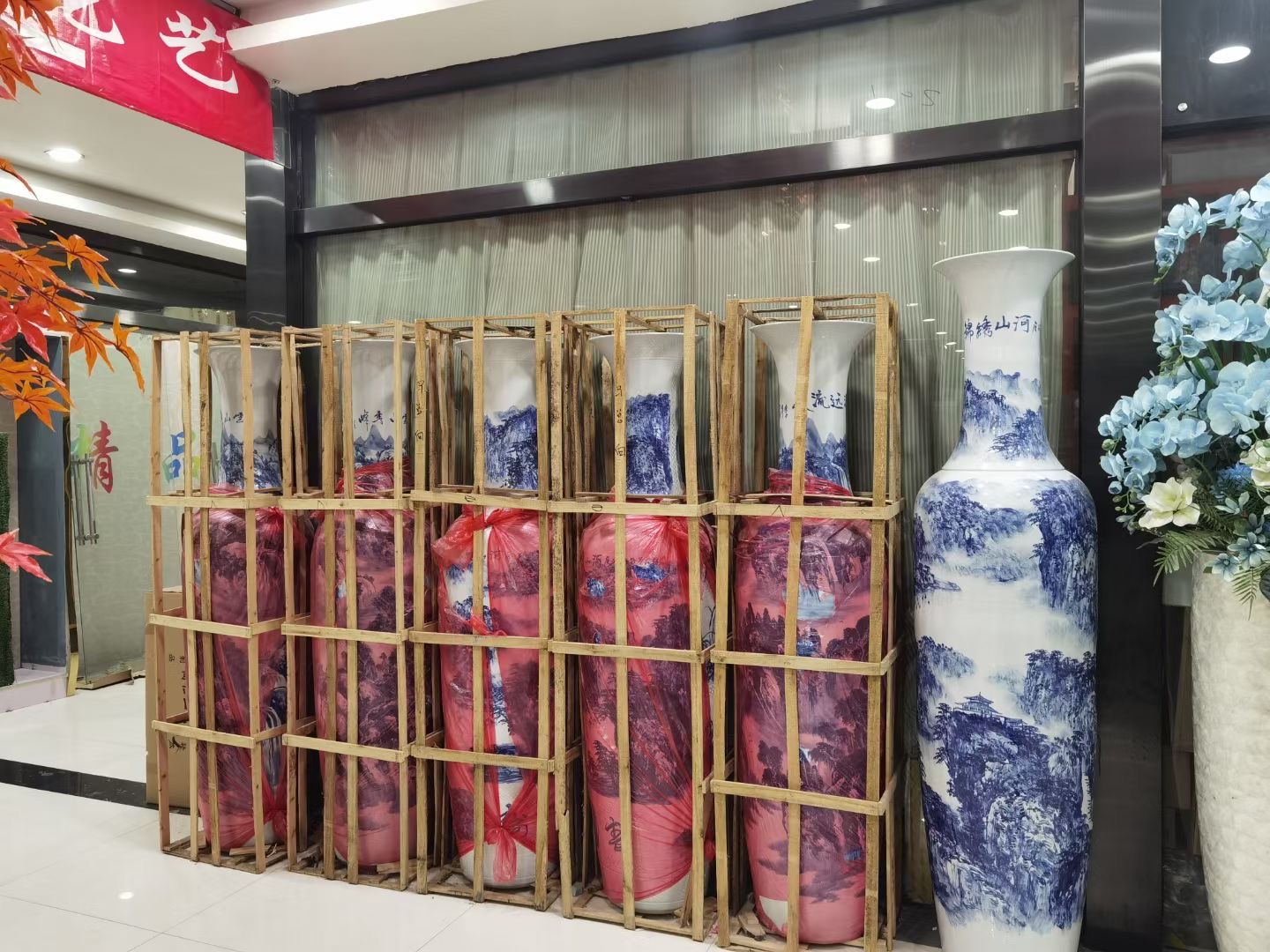 西安陶瓷大花瓶批发 成双成对花瓶 陕西开业花瓶批发