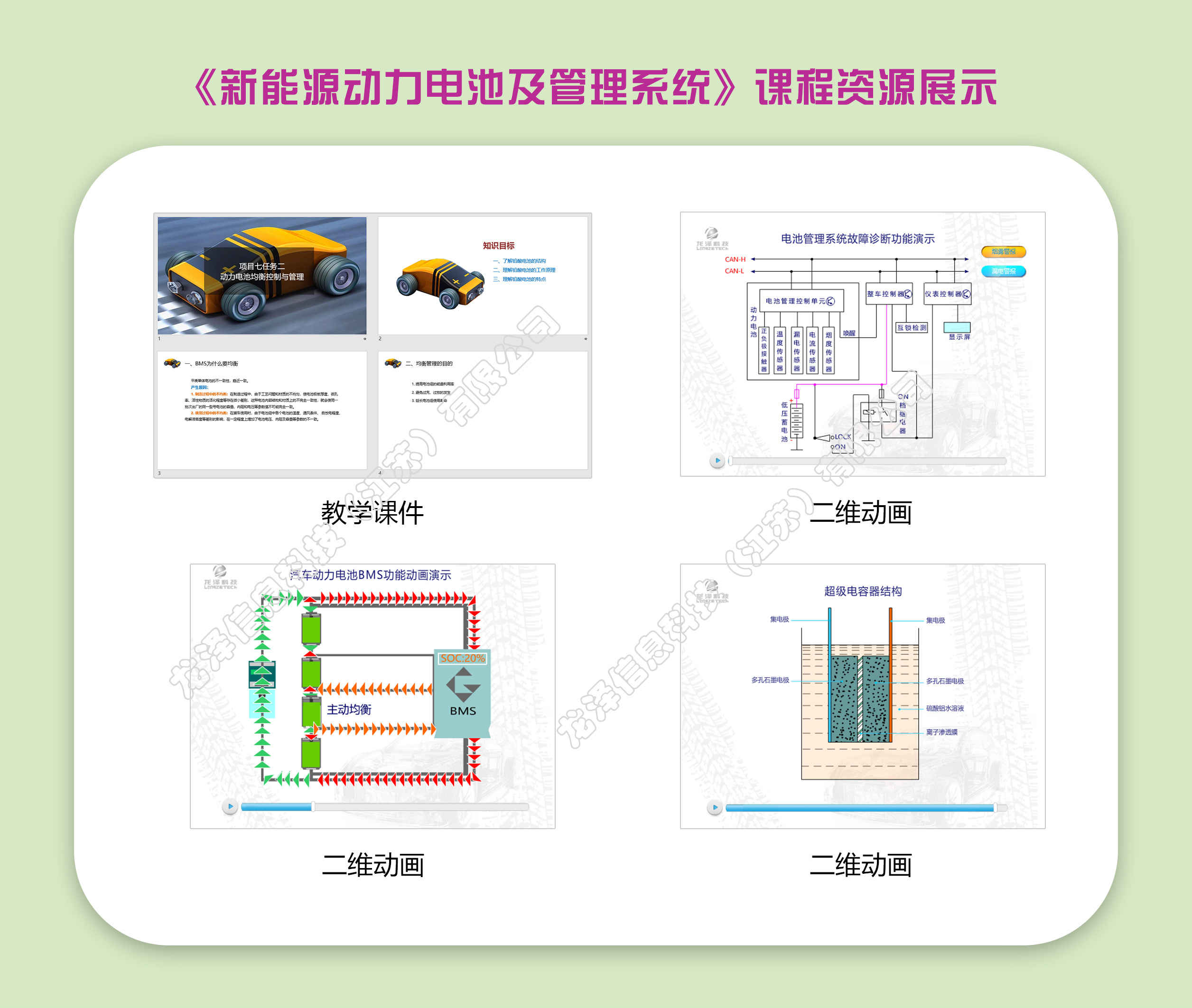 龙泽汽车教学资源库软件--《新能源动力电池及管理系统》资源包