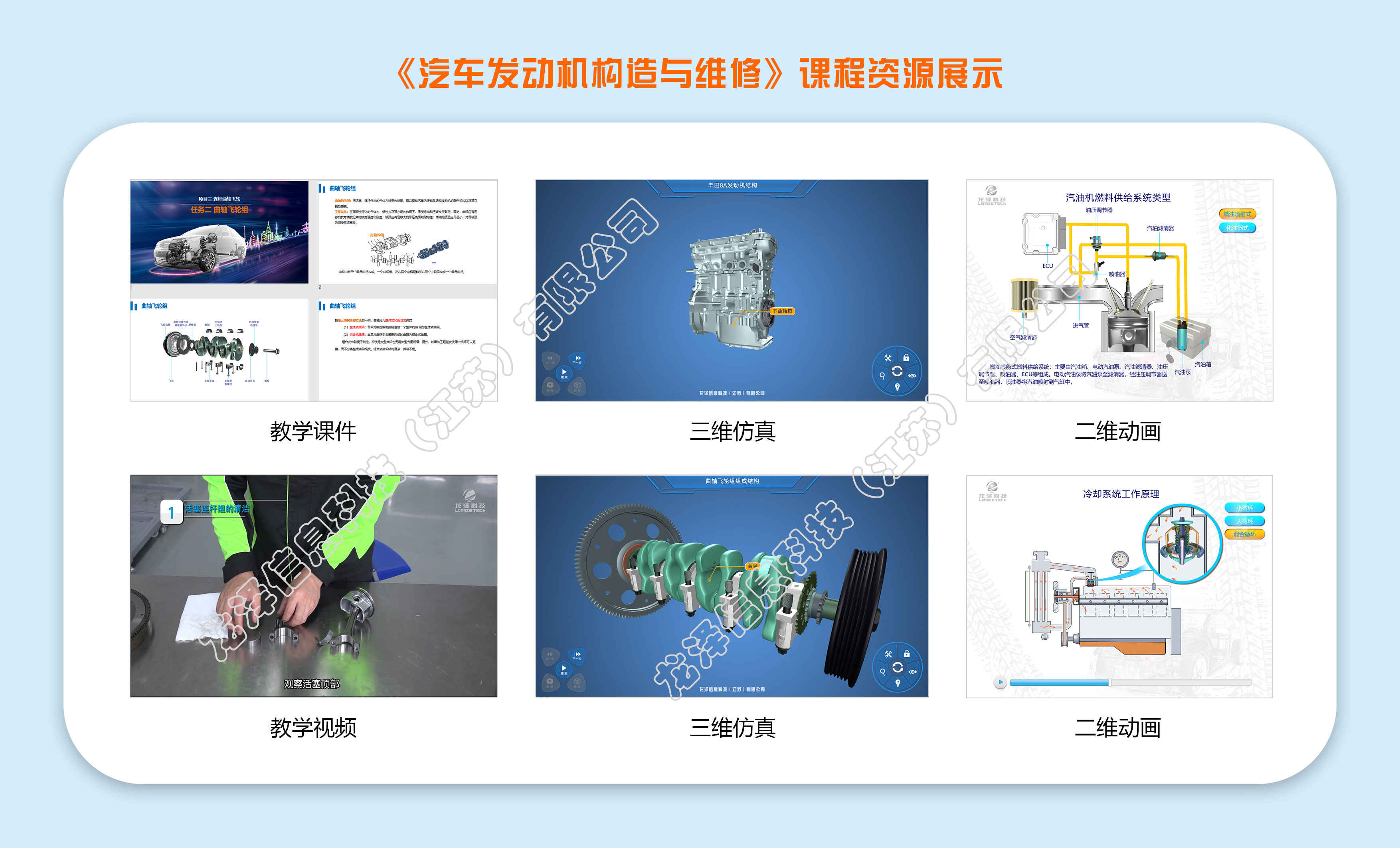 【龙泽科技】汽车教学资源库软件《汽车发动机构造与维修》资源包