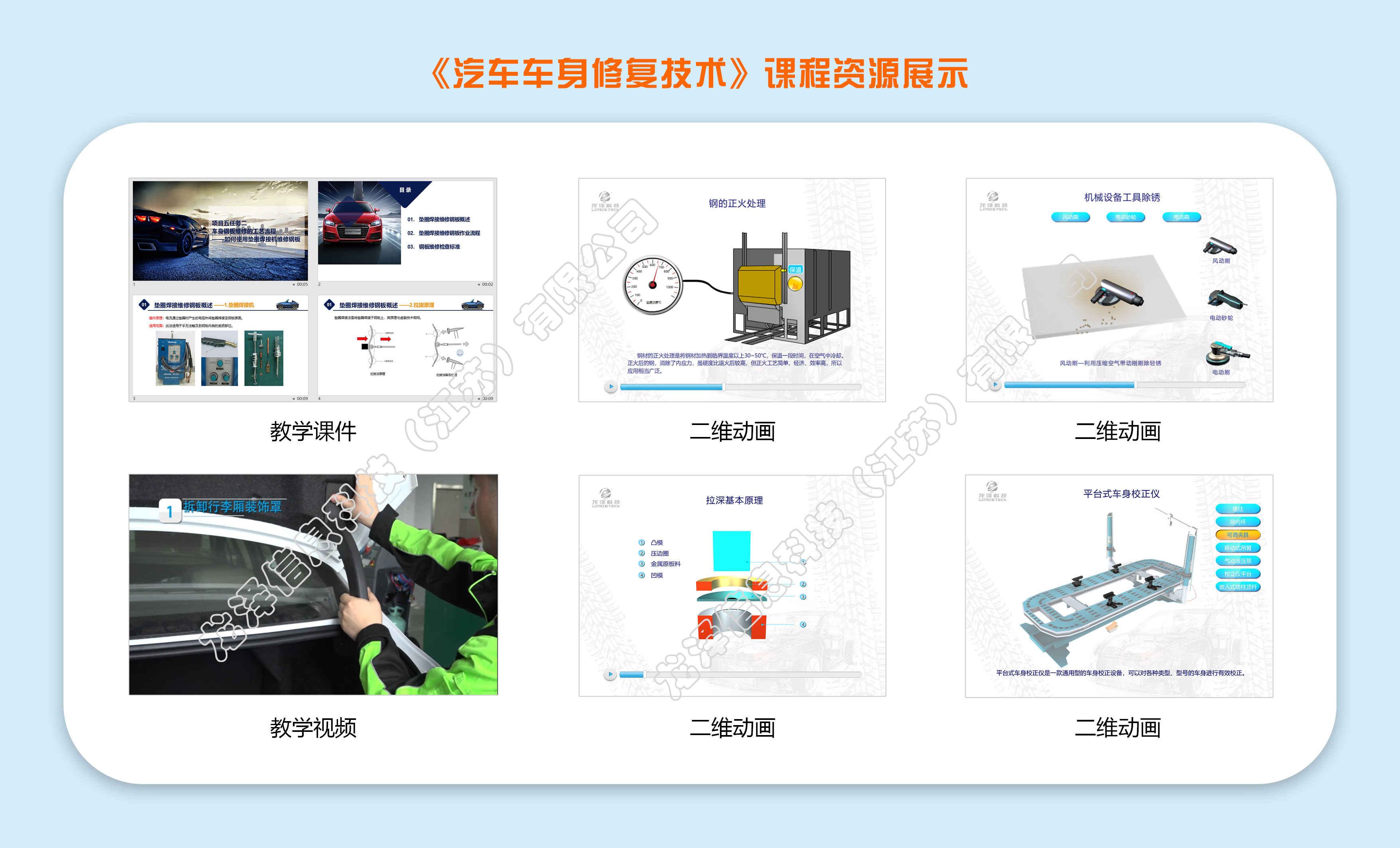 龙泽汽车教学资源库软件--《汽车车身修复技术》资源包