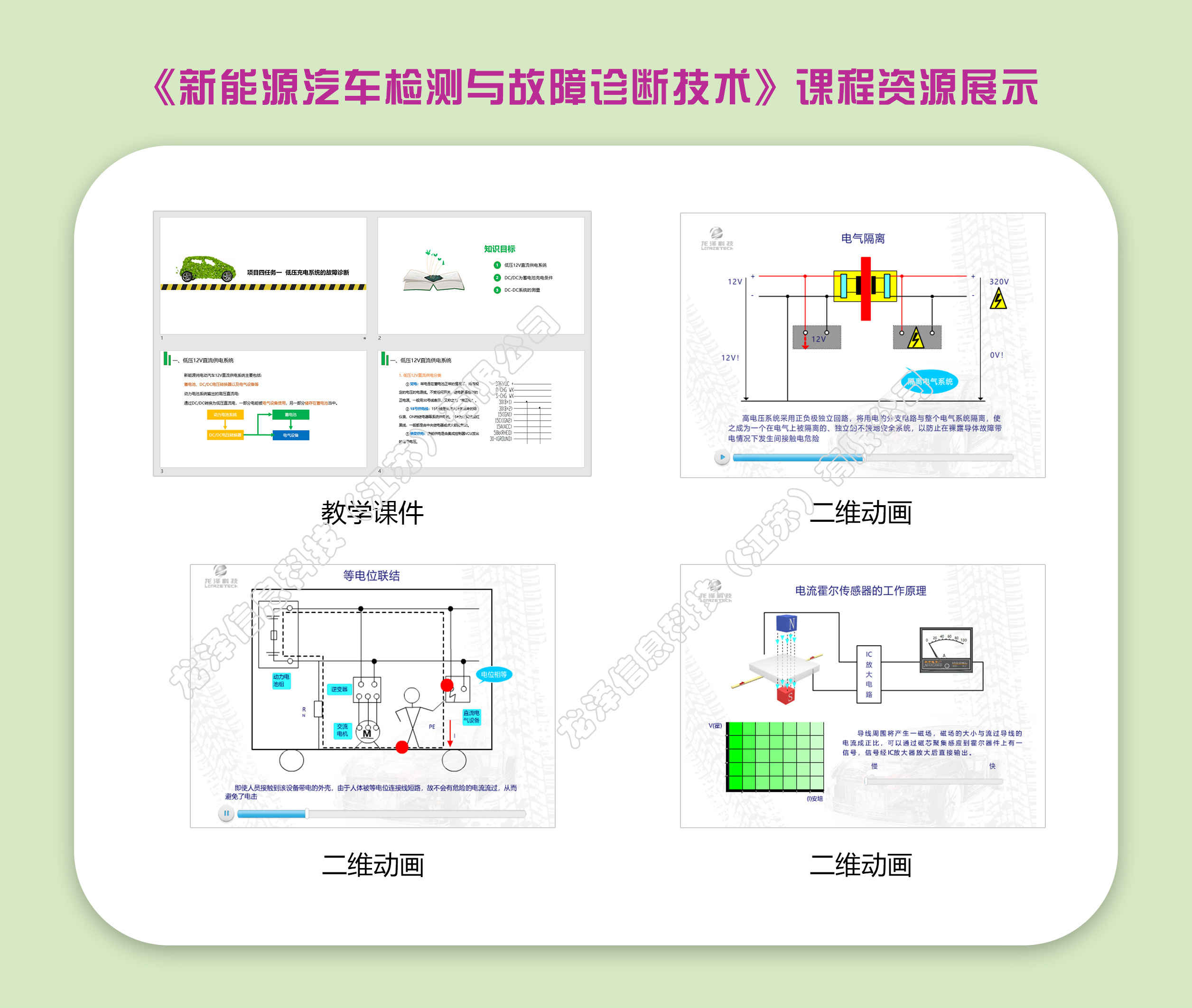 【龙泽科技】《新能源汽车检测与故障诊断技术》资源包