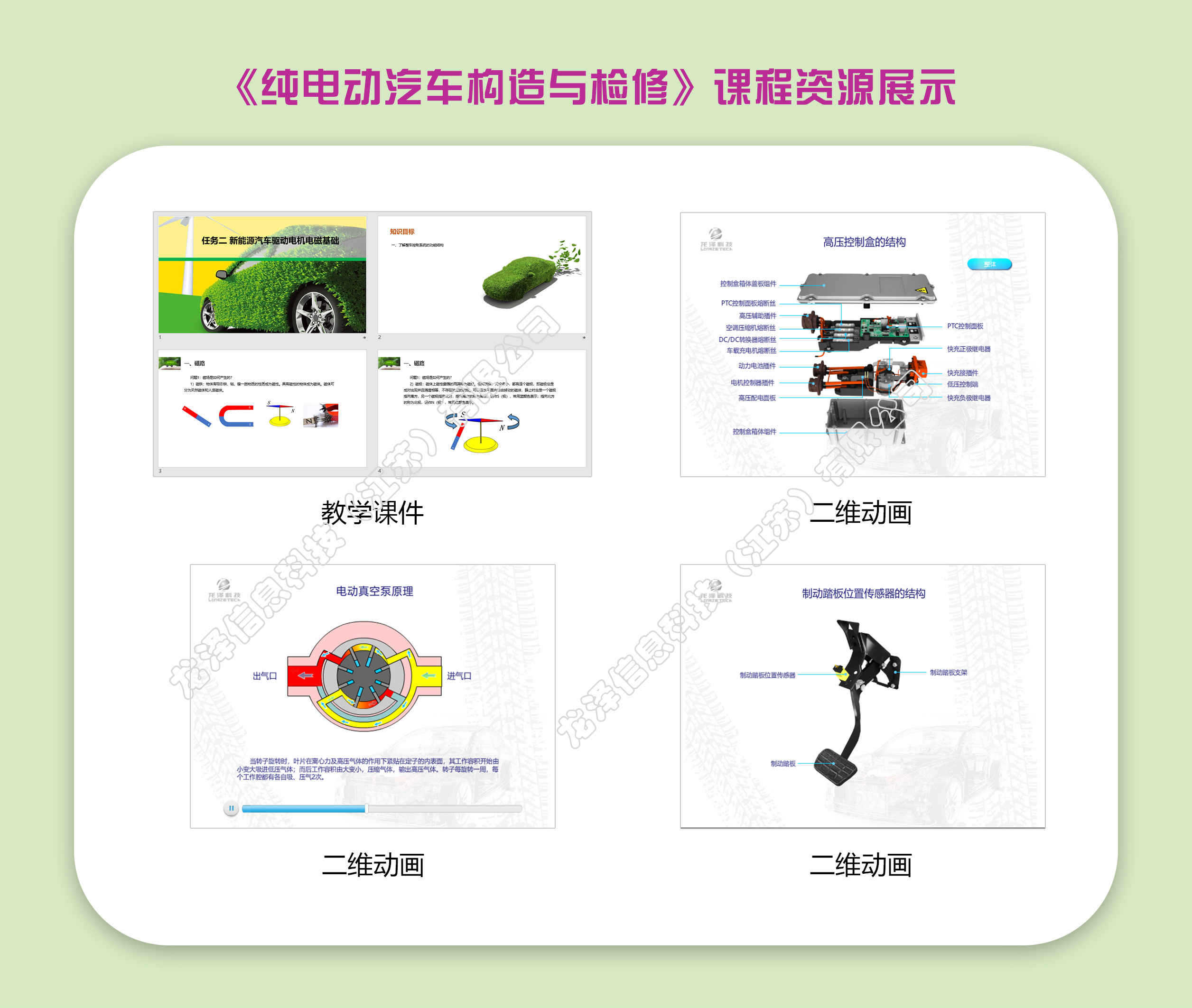 汽车教学资源库软件--《纯电动汽车构造与检修》资源包