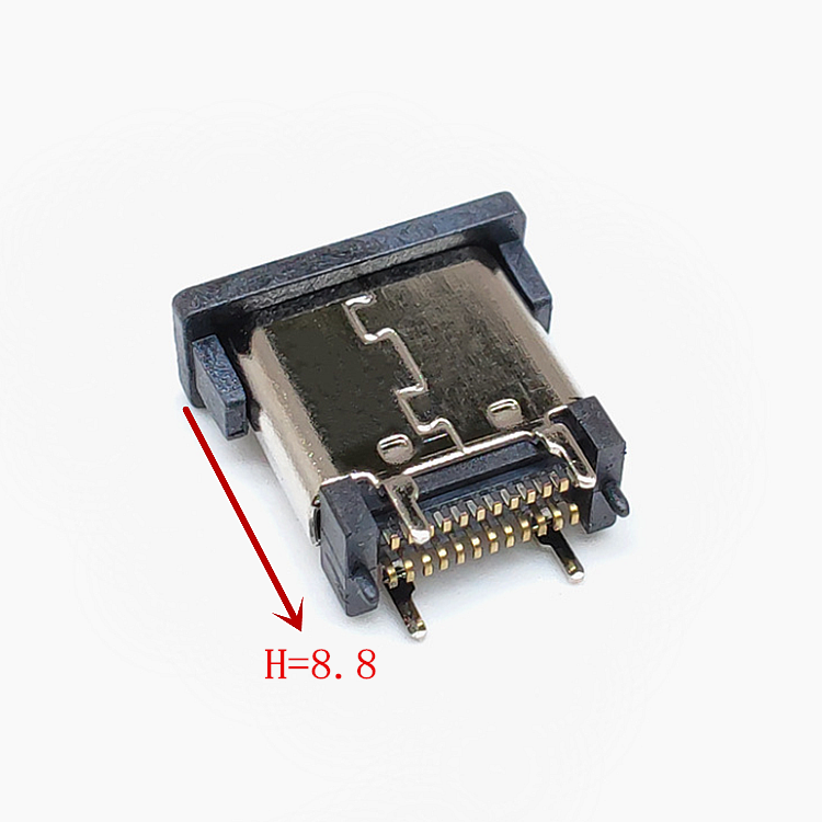 USB连接器TYPE-C母座24P立式贴片L8.8