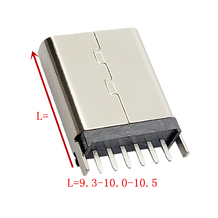 USB连接器TYPE-C母座 6P立式插板L9.3-10.5