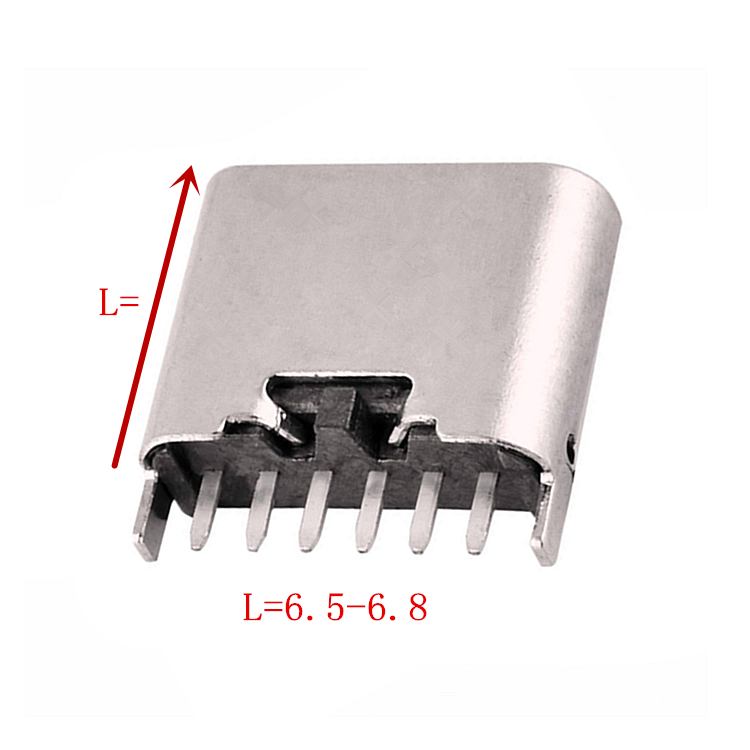 TYPE-C 母座6P立式插板L6.5-6.8