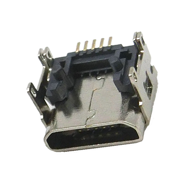 MICRO母座5P垫高2.5MM直边USB连接器