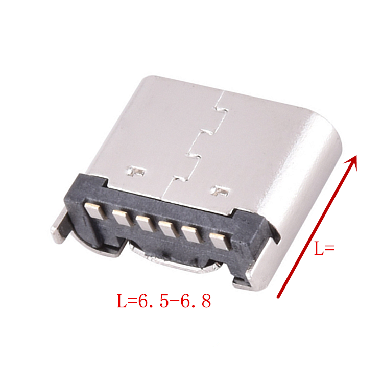 TYPE-C母座 6P立式贴板L6.5-6.8USB连接器