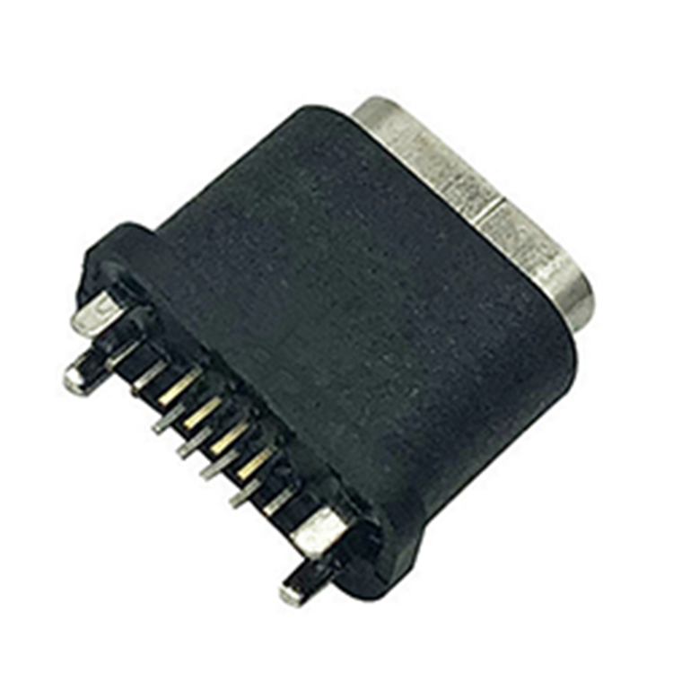 TYPE-C防水母座16P立式插板DIP高H10.20防水等级IPX7  USB连接器