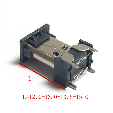 TYPE-C24P母座四脚立贴L=12.0-13.0-13.5-15.0MM